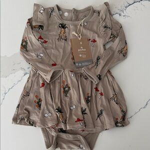 Kyte x Harry Potter Tan Long-Sleeve Baby Dress Romper